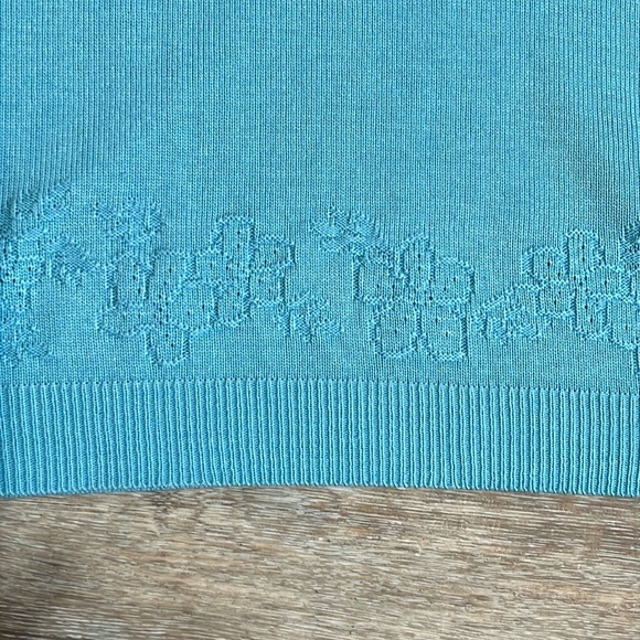 Alfred Dunner Women's XL Summer Sweater Teal Blue Palm Trees Tropical Minimalist - Picture 5 of 9